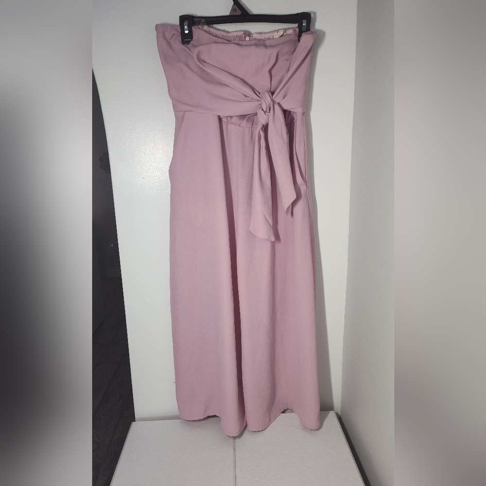 Elegant Pink Strapless Jumpsuit Size L #644